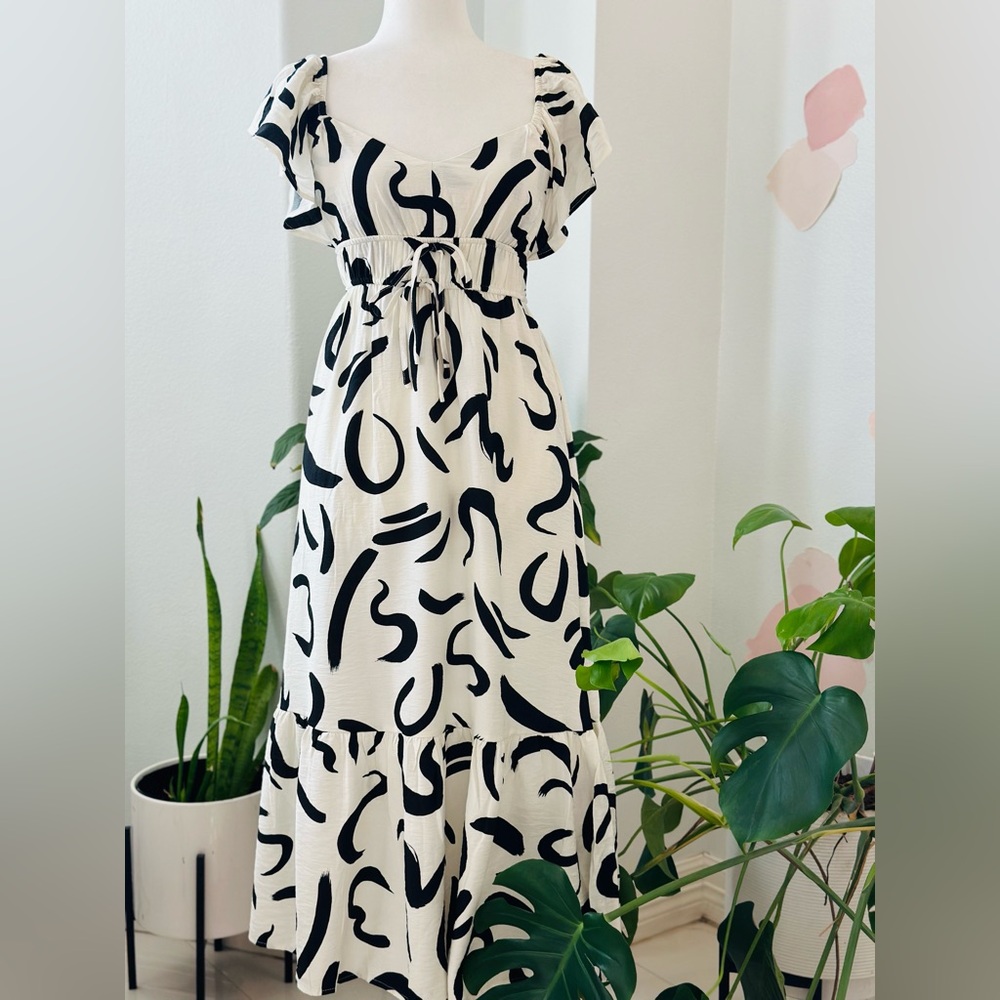 Blu Pepper Black and White Wrap Maxi Dress